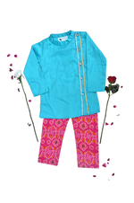 Load image into Gallery viewer, Boys blue and pink traditional kurta payjama set
