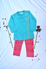 Load image into Gallery viewer, Boys blue and pink traditional kurta payjama set
