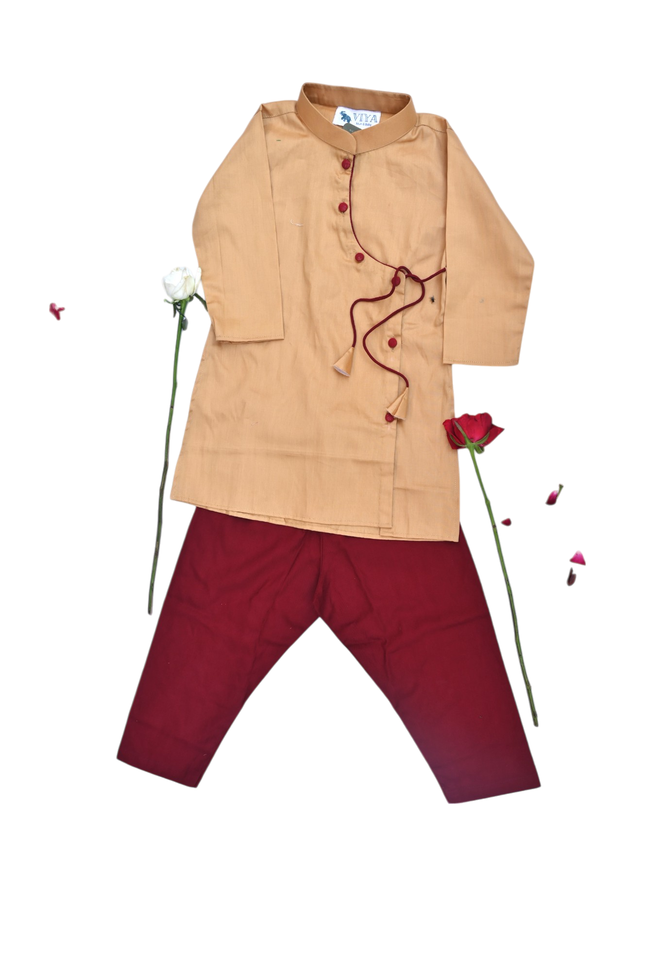 Boys gold  and maroon traditional kurta payjama set