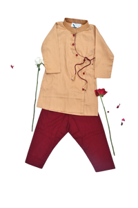 Boys gold  and maroon traditional kurta payjama set