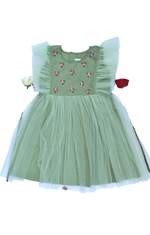 Load image into Gallery viewer, Pista green flare shoulder dress
