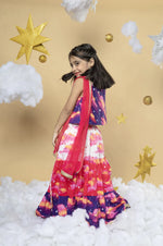 Load image into Gallery viewer, Sky Is The Limit - Layered Lehenga, Blouse and Dupatta Set
