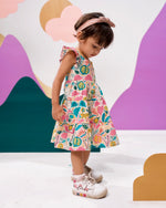 Load image into Gallery viewer, Jungle Bungle Printed Cotton Tiered Dress
