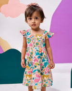 Load image into Gallery viewer, Jungle Bungle Printed Cotton Tiered Dress
