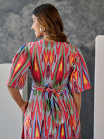 Load image into Gallery viewer, Ikat Print Grey Maxi Dress
