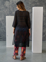 Load image into Gallery viewer, Noir Black Ikat Print Cotton Kurta Pant Set
