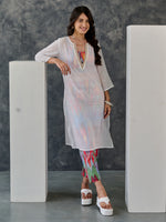 Load image into Gallery viewer, Joy Grey Ikat Print Cotton Kurta Pant Set With Bralette

