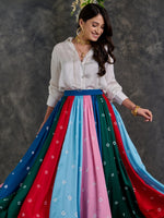 Load image into Gallery viewer, White Shirt with bandhani Modal Satin Skirt
