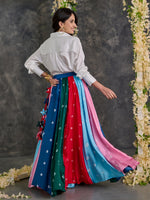 Load image into Gallery viewer, White Shirt with bandhani Modal Satin Skirt
