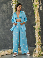 Load image into Gallery viewer, Blue Bandhani Modal Satin Co-Ord Set
