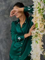 Load image into Gallery viewer, Green Bandhani Modal Satin Co-Ord Set
