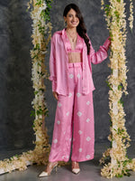 Load image into Gallery viewer, Pink Bandhani Modal Satin Co-Ord Set
