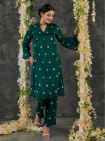 Load image into Gallery viewer, Green Bandhani Modal Satin Kurta-Pant (Set Of 2)
