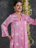Load image into Gallery viewer, Pink Bandhani Modal Satin Kurta-Pant (Set Of 2)
