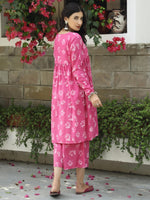Load image into Gallery viewer, Pink Floral Dabu Print Suit Set
