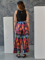 Load image into Gallery viewer, Ikat Print Black Blazer -Flared Pant set with Tank Top
