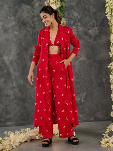 Red Bandhani Modal Satin Bikini Bralette