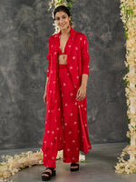 Load image into Gallery viewer, Red Bandhani Modal Satin Two-Piece Set
