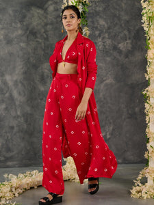 Red Bandhani Modal Satin Bikini Bralette