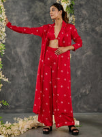 Load image into Gallery viewer, Red Bandhani Modal Satin Two-Piece Set
