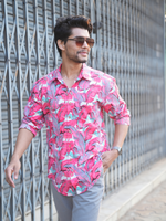 Load image into Gallery viewer, Palm Pink Cotton Men Shirt

