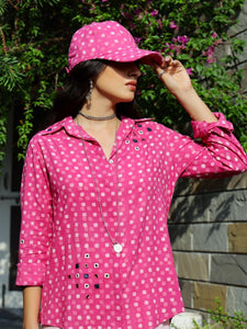 Pink Polka Dabu Printed Shirt