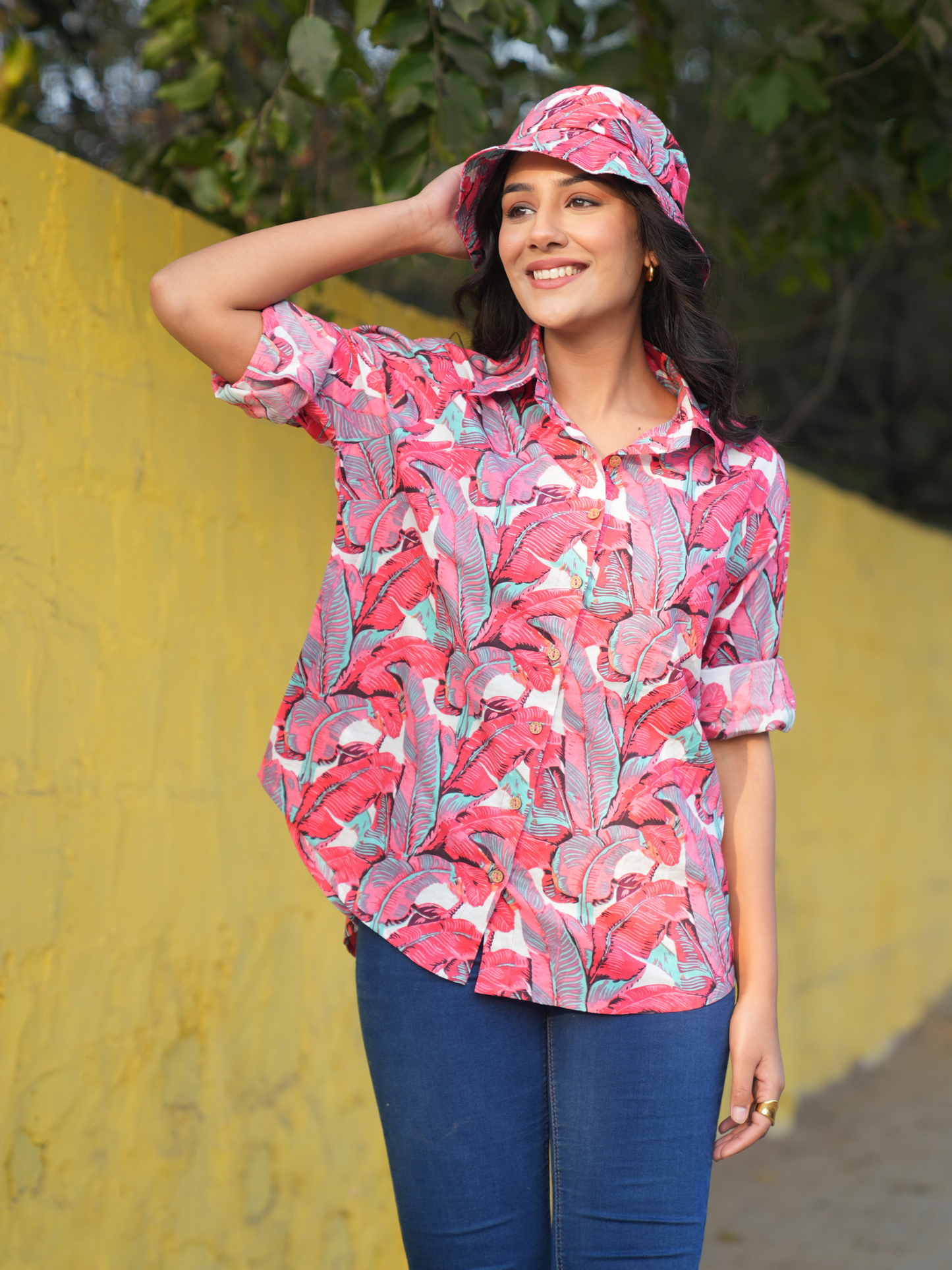 Palm Pink Cotton Shirt