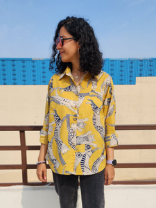 Meow Yellow Cotton Shirt