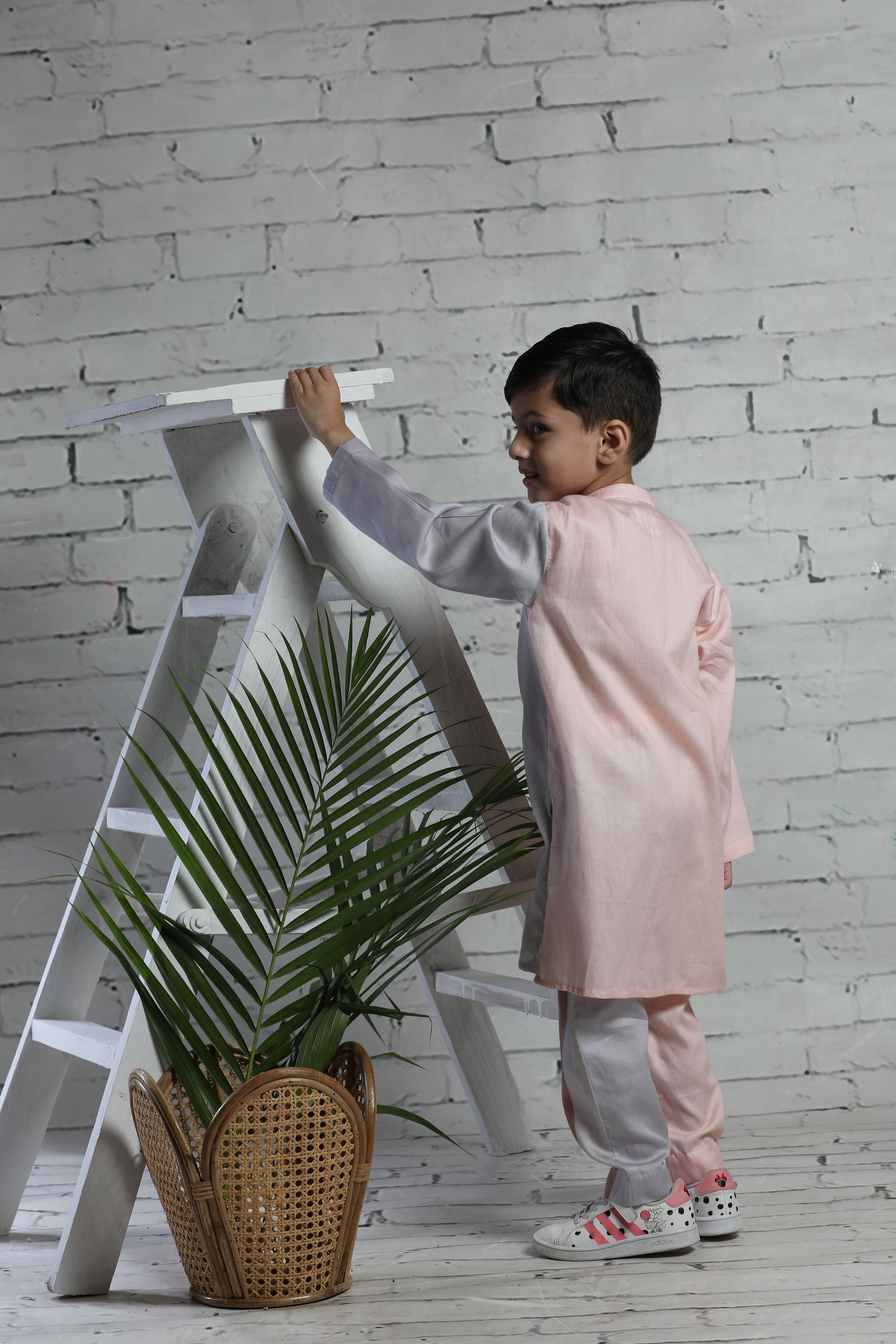 Peach long kurta and pants set