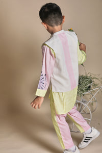 Buttefly print Bandi, yellow long kurta and pants set