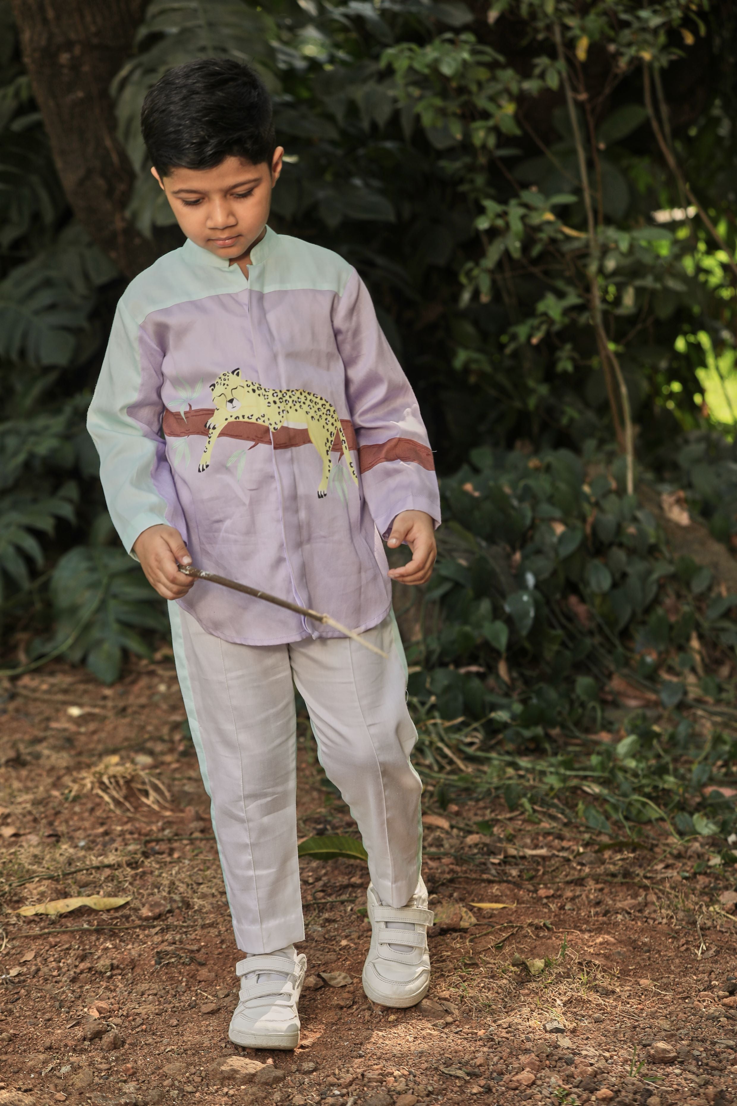 Lavender short shirt kurta, pants co-ord set