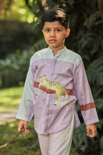 Load image into Gallery viewer, Lavender short shirt kurta, pants co-ord set
