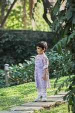 Load image into Gallery viewer, Pink and Lavender Animal Print Long kurta and pants set
