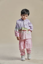Load image into Gallery viewer, Pink and lavender bandi, kurta and pants set
