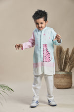 Load image into Gallery viewer, Blue and pink long kurta and pants set
