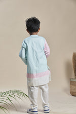 Load image into Gallery viewer, Blue and pink long kurta and pants set
