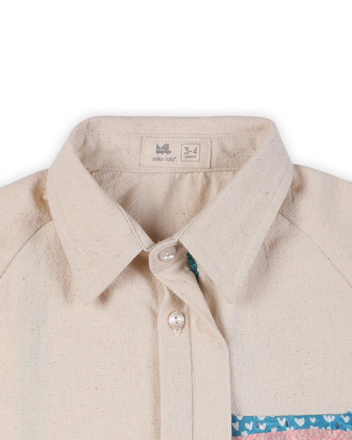 Lillete Solid Shirt with Hand Embroidery Details, Off-White