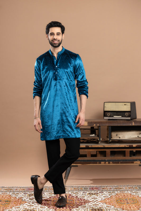 Rivaaj - Sequined Kurta and pant - Blue