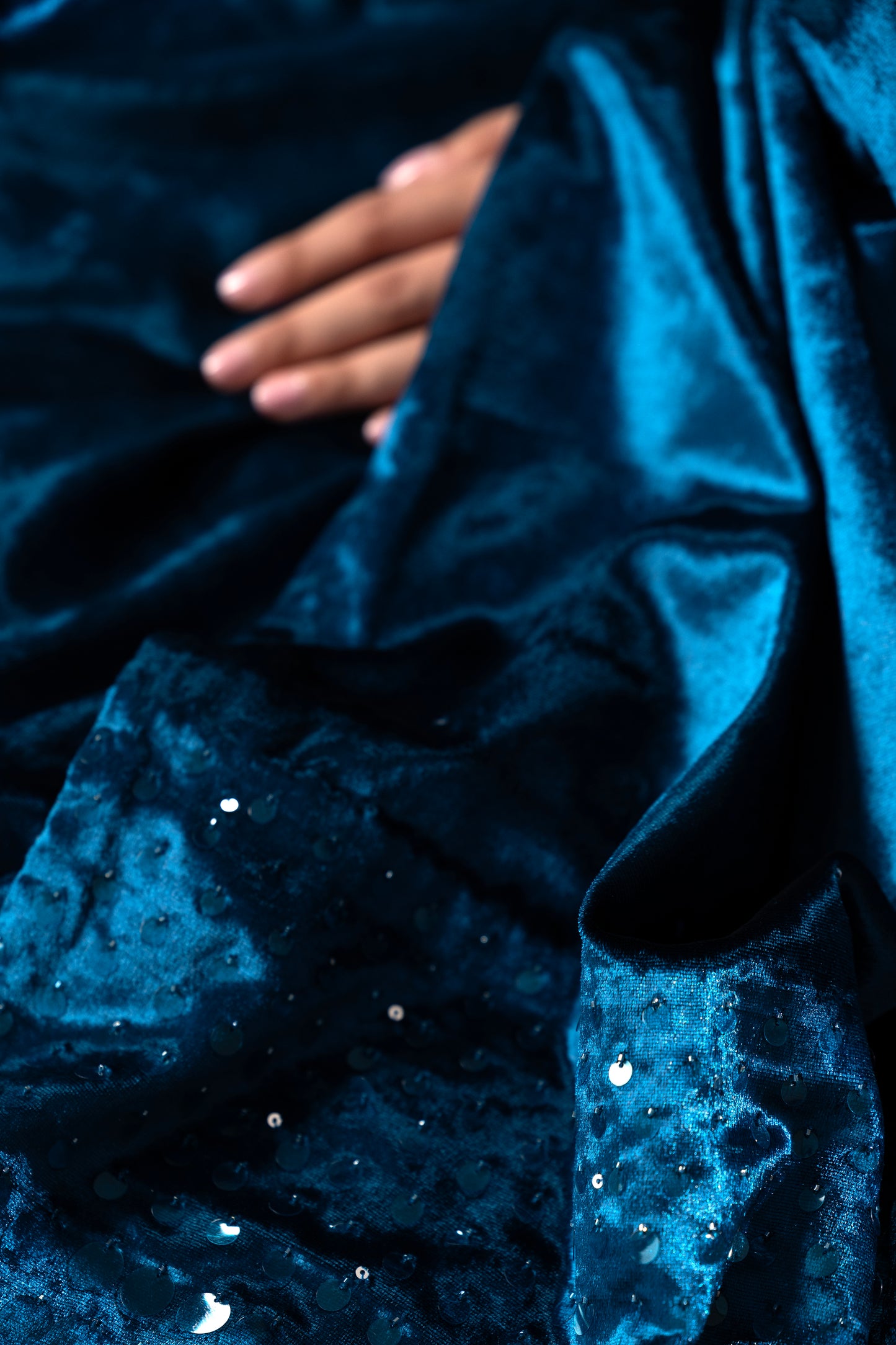 Sequined Anarkali with dupatta - Blue