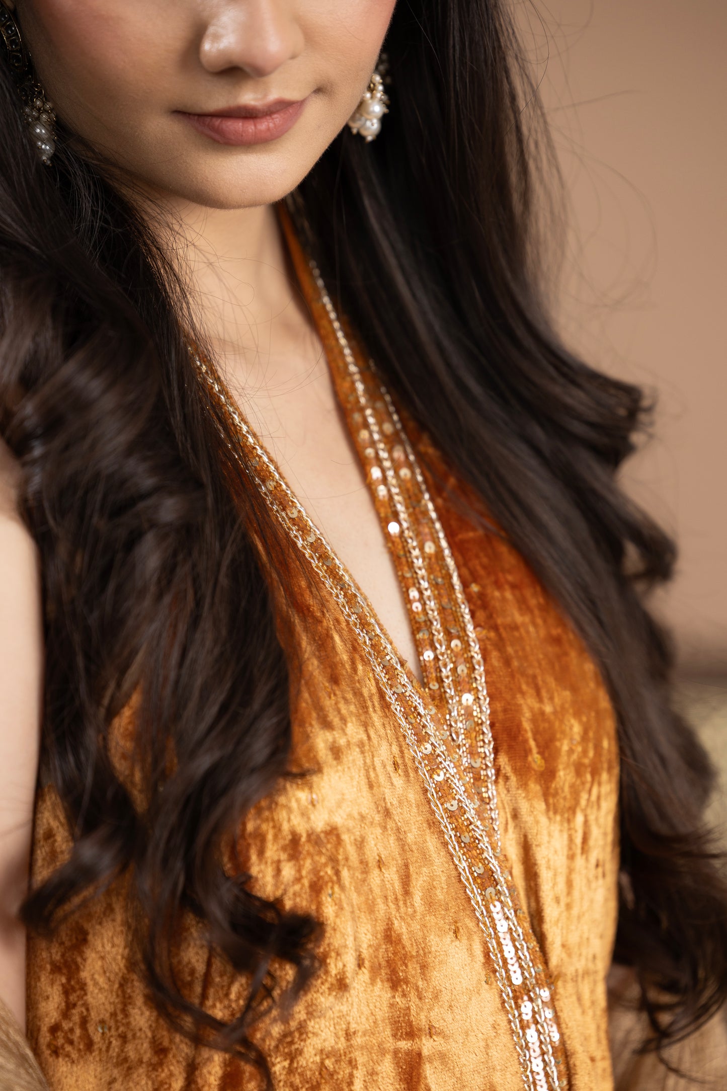 Rivaaj Short kurta, Gharara & dupatta - Burnt Orange and golden