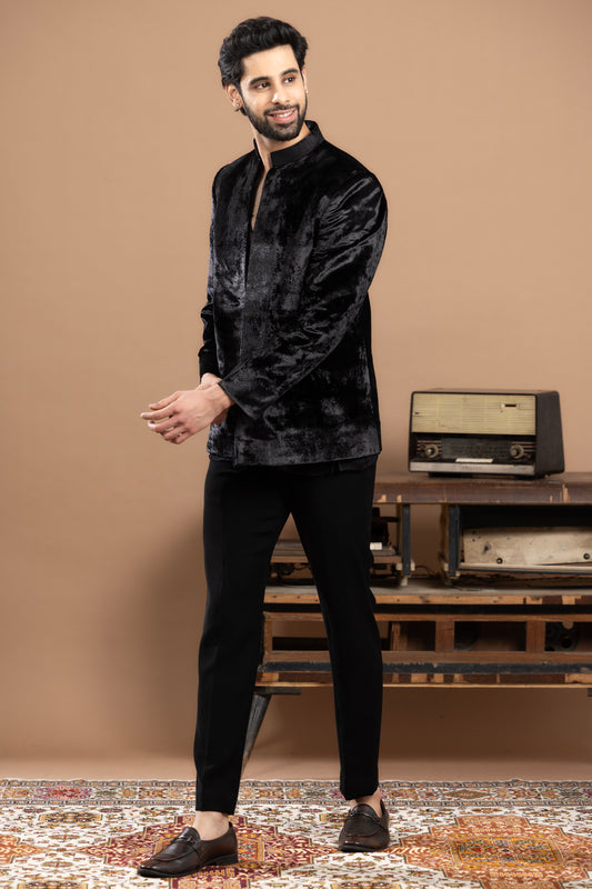 Rivaaj - Jodhpuri, pocket square and pants - Black