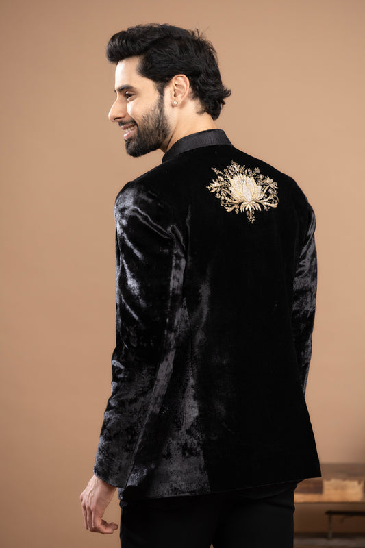 Rivaaj - Jodhpuri, pocket square and pants - Black