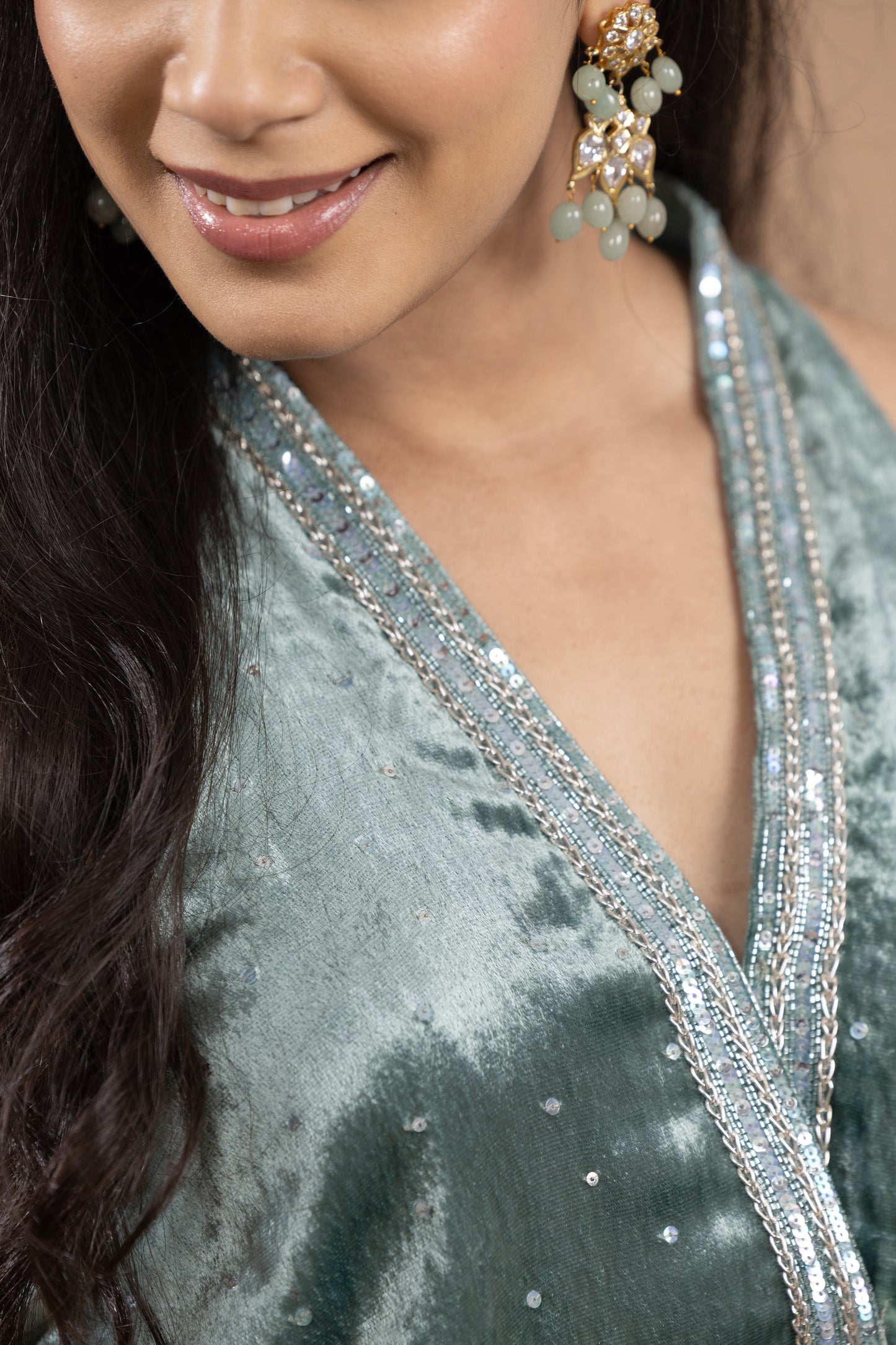 Rivaaj Short kurta, Gharara & dupatta - Aqua Blue and Silver