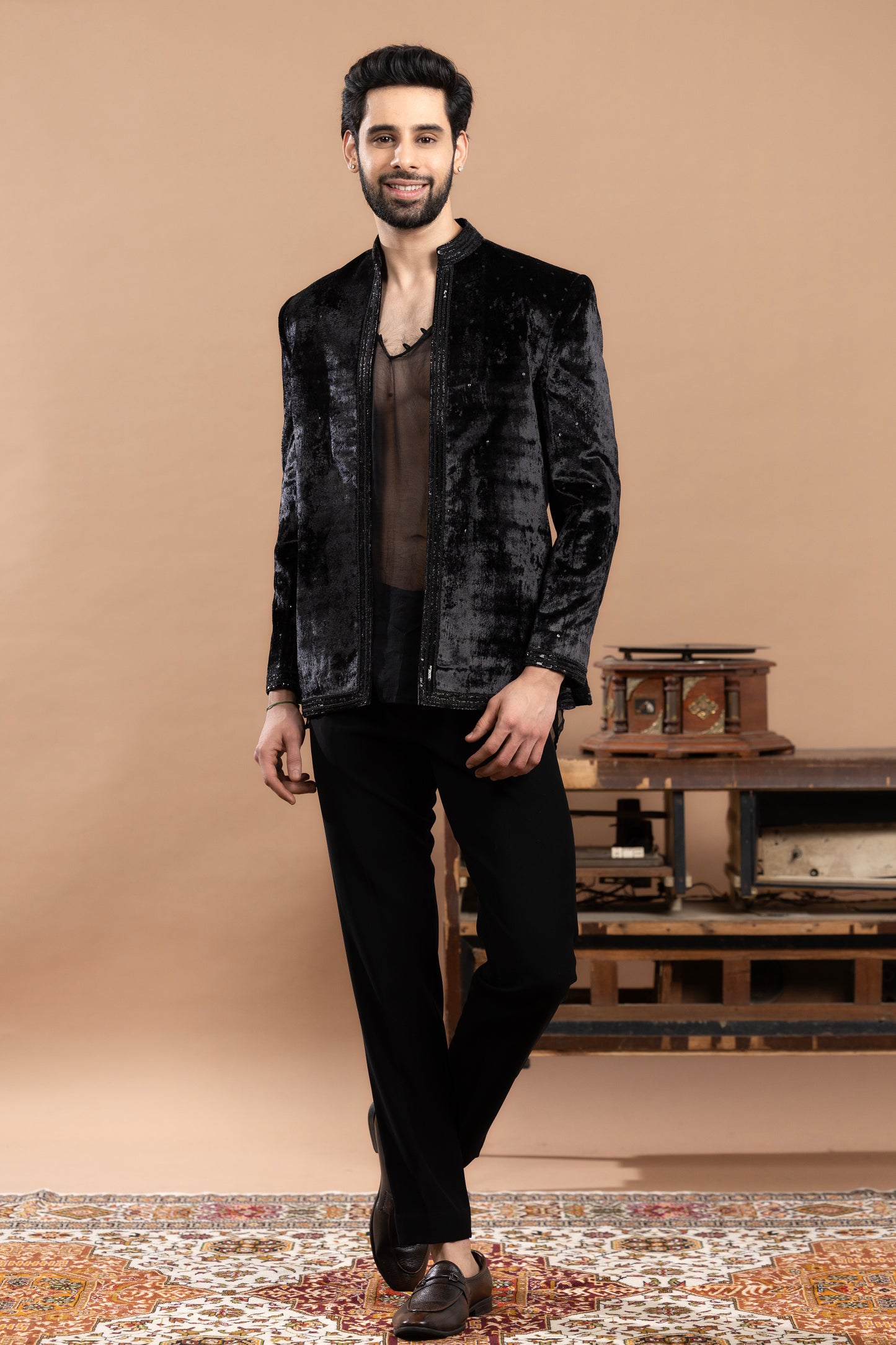 Rivaaj - sequined blazer with pant