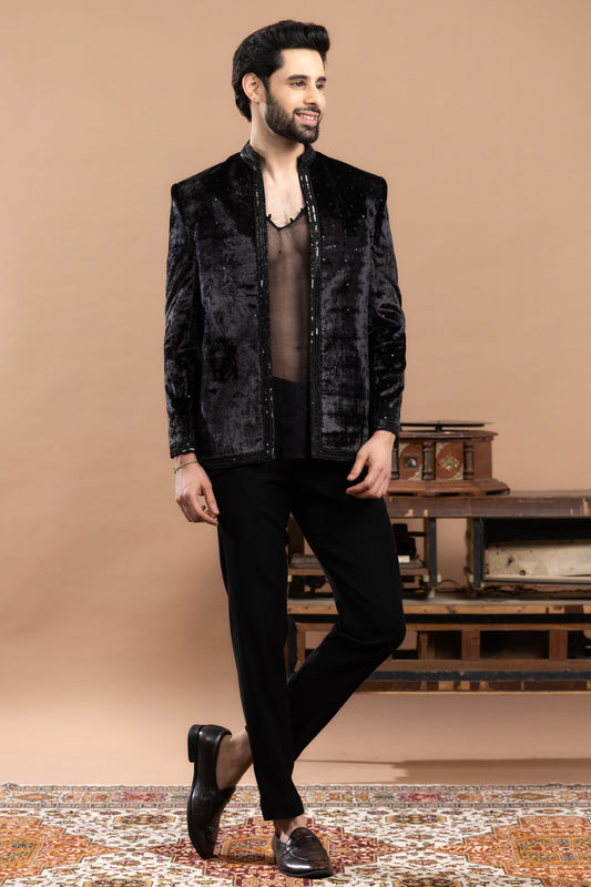 Rivaaj - sequined blazer with pant