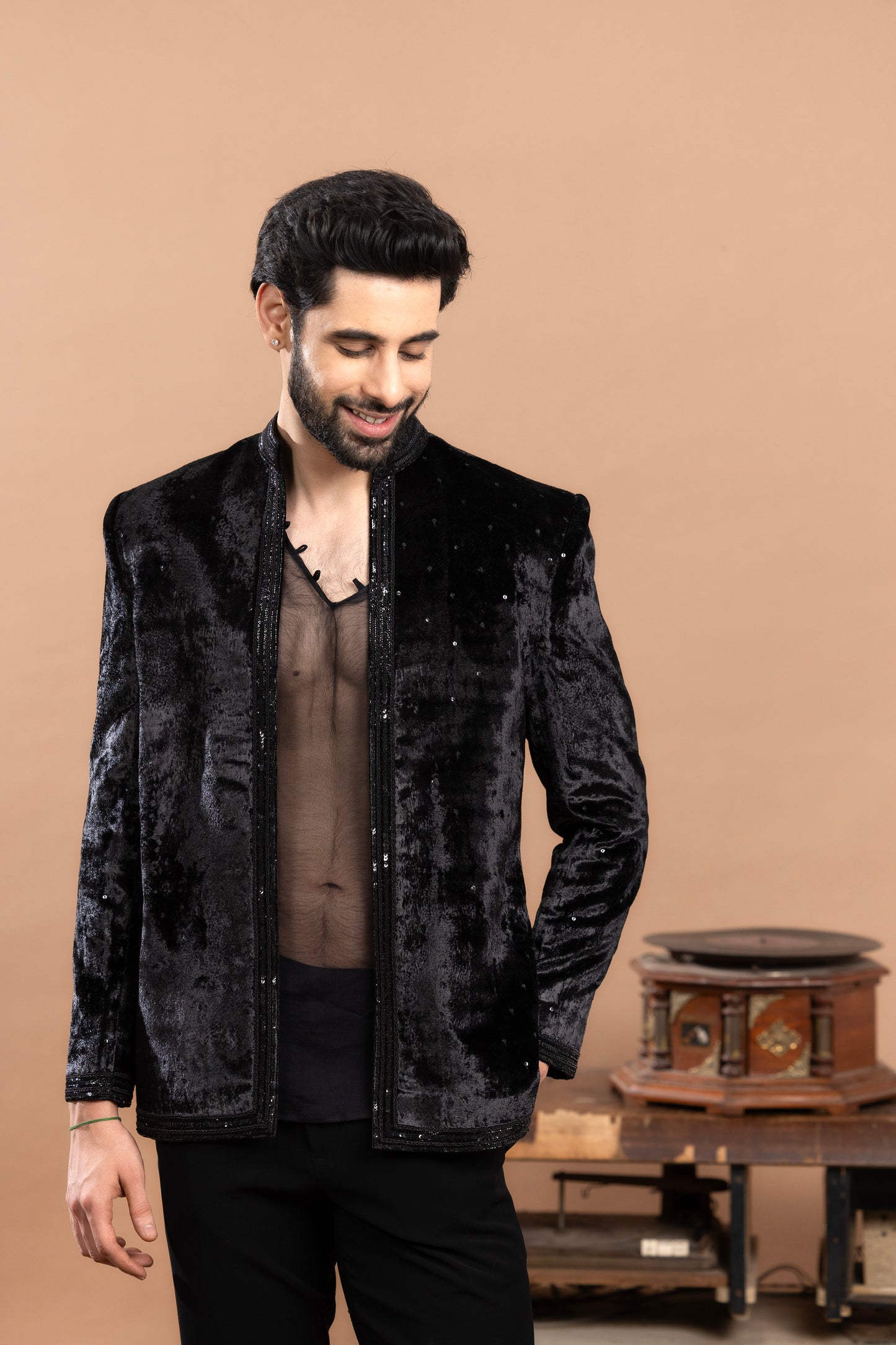 Rivaaj - sequined blazer with pant