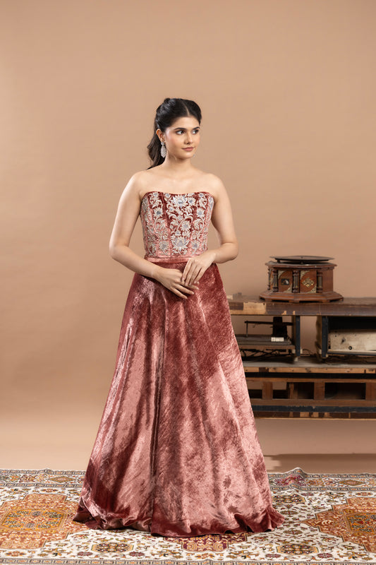 Rivaaj Velvet Pink Lehenga