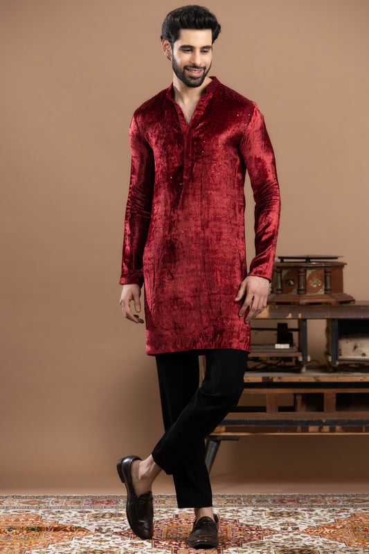 Rivaaj - Sequined Kurta and pant - Maroon