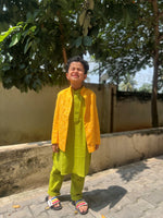 Load image into Gallery viewer, Vibrant Yellow Bandhani Achkan Set

