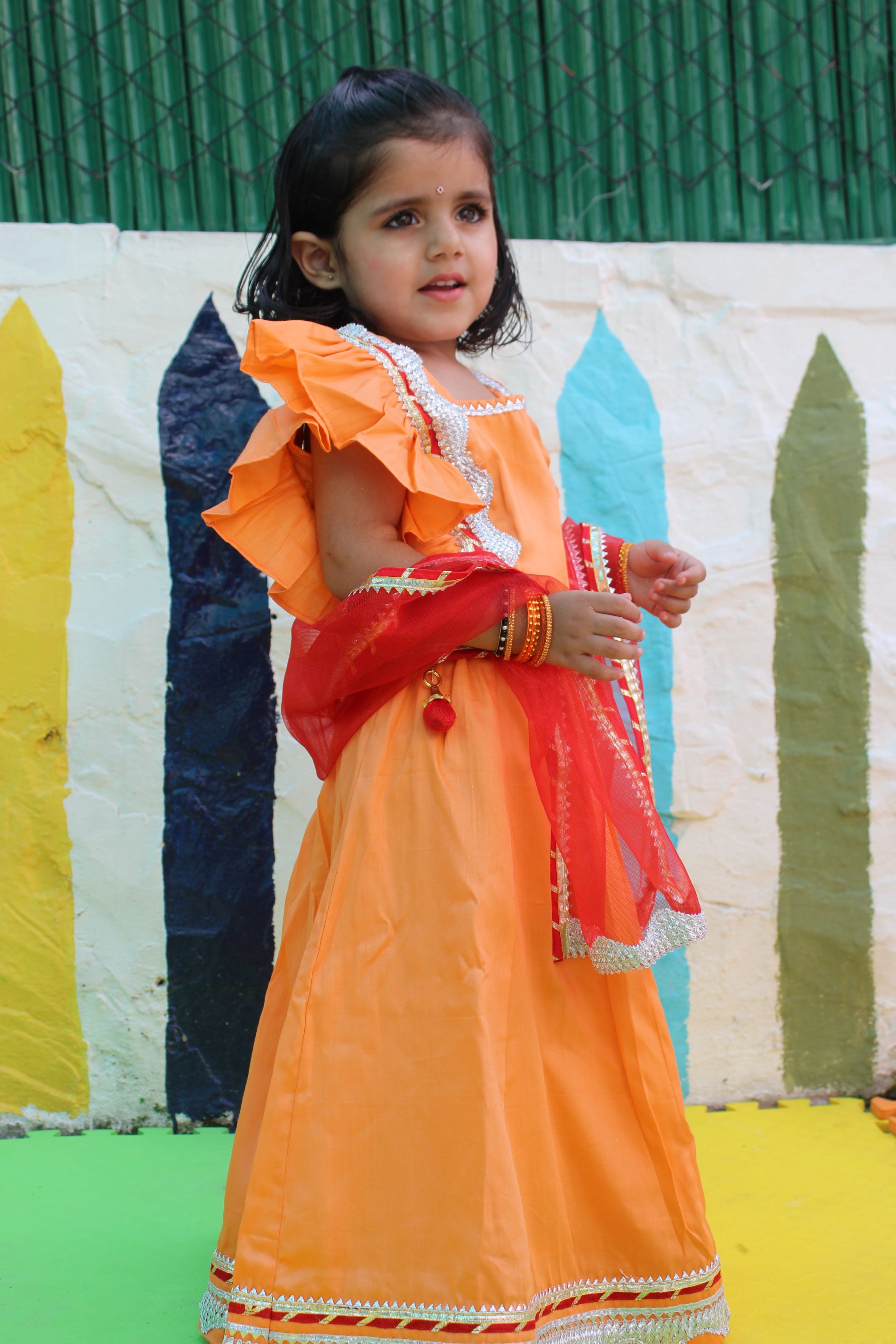 Orange and red lehenga